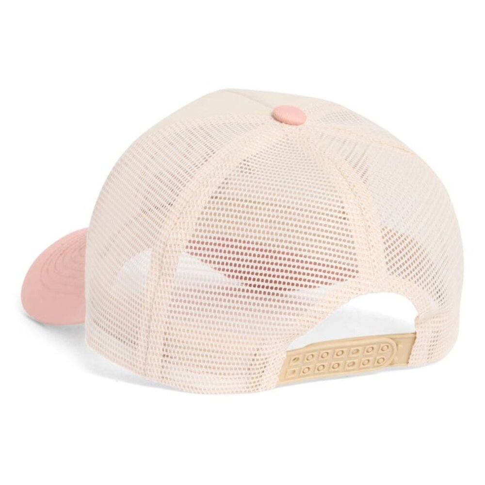 NWT Worn / West Cherry Embroidered Trucker Hat Cream & Pastel Pink - Picture 2 of 4
